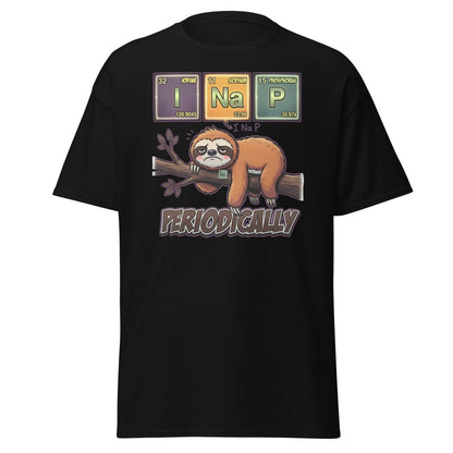 I Nap Periodically Sloth Funny Science Pun T-Shirt - Black - TeeRipple