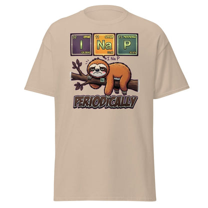 I Nap Periodically Sloth Funny Science Pun T-Shirt - Sand - TeeRipple
