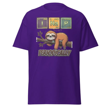 I Nap Periodically Sloth Funny Science Pun T-Shirt - Purple - TeeRipple
