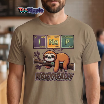 I Nap Periodically Sloth Funny Science Pun T-Shirt - Maroon - TeeRipple