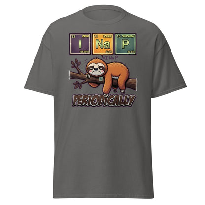 I Nap Periodically Sloth Funny Science Pun T-Shirt - Charcoal - TeeRipple