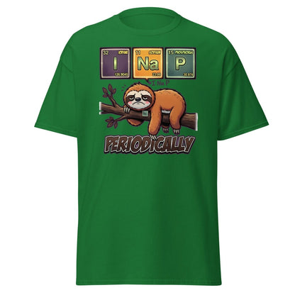 I Nap Periodically Sloth Funny Science Pun T-Shirt - Turf Green - TeeRipple
