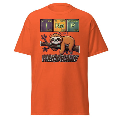 I Nap Periodically Sloth Funny Science Pun T-Shirt - Orange - TeeRipple