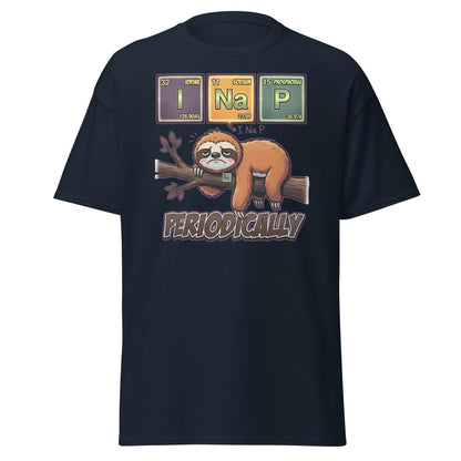 I Nap Periodically Sloth Funny Science Pun T-Shirt - Navy - TeeRipple