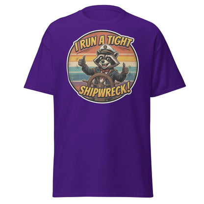 I Run A Tight Shipwreck Raccoon T-Shirt | Funny Captain Tee - Purple - TeeRipple
