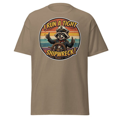 I Run A Tight Shipwreck Raccoon T-Shirt | Funny Captain Tee - Brown Savana - TeeRipple