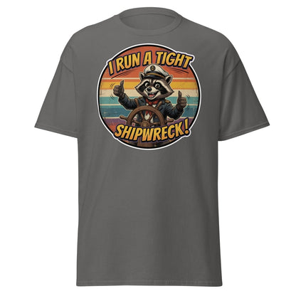 I Run A Tight Shipwreck Raccoon T-Shirt | Funny Captain Tee - Charcoal - TeeRipple
