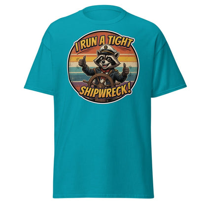 I Run A Tight Shipwreck Raccoon T-Shirt | Funny Captain Tee - Tropical Blue - TeeRipple