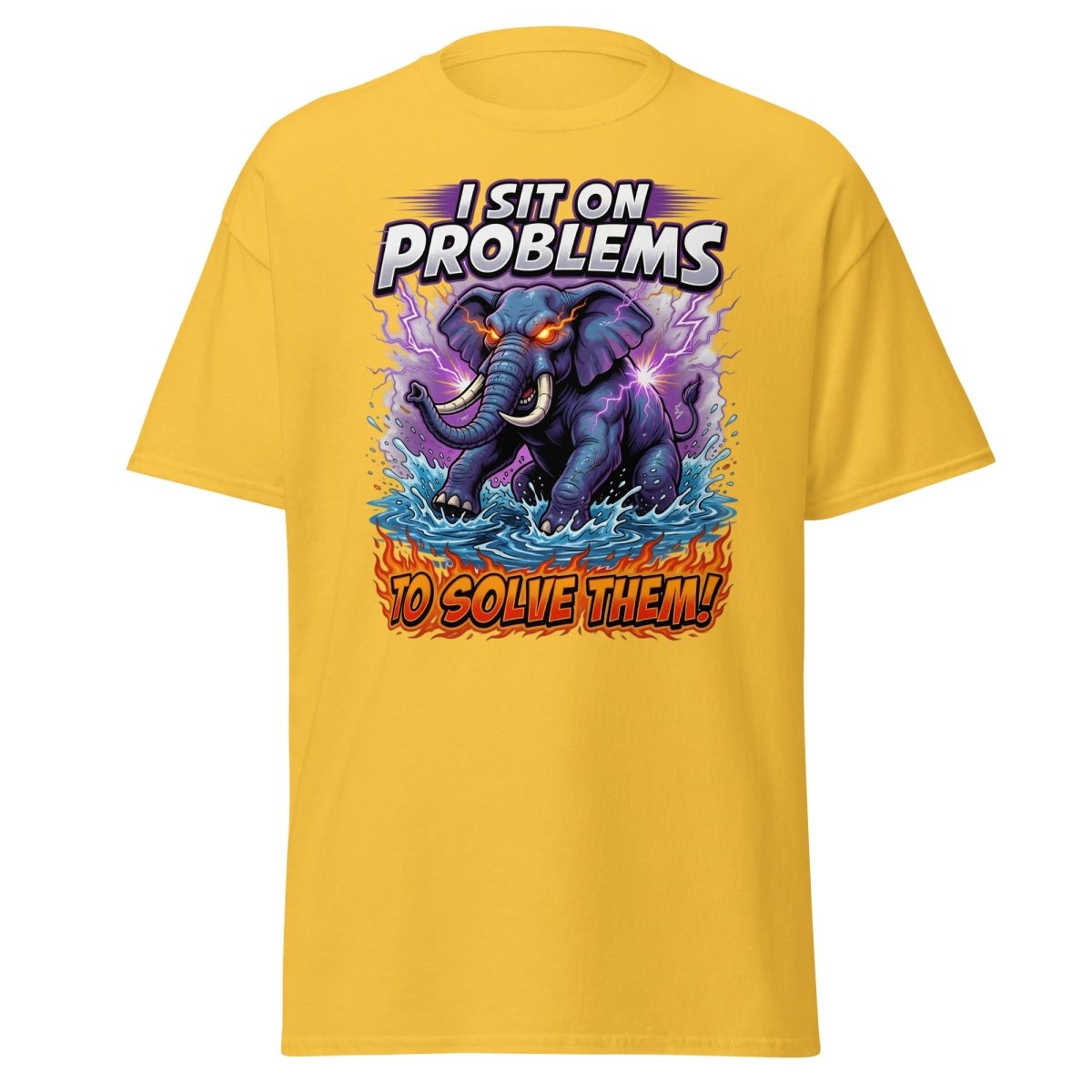 I Sit On Problems Elephant T-Shirt – Funny Motivational Tee - Daisy - TeeRipple