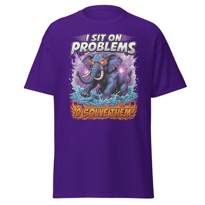 I Sit On Problems Elephant T-Shirt – Funny Motivational Tee - Purple - TeeRipple