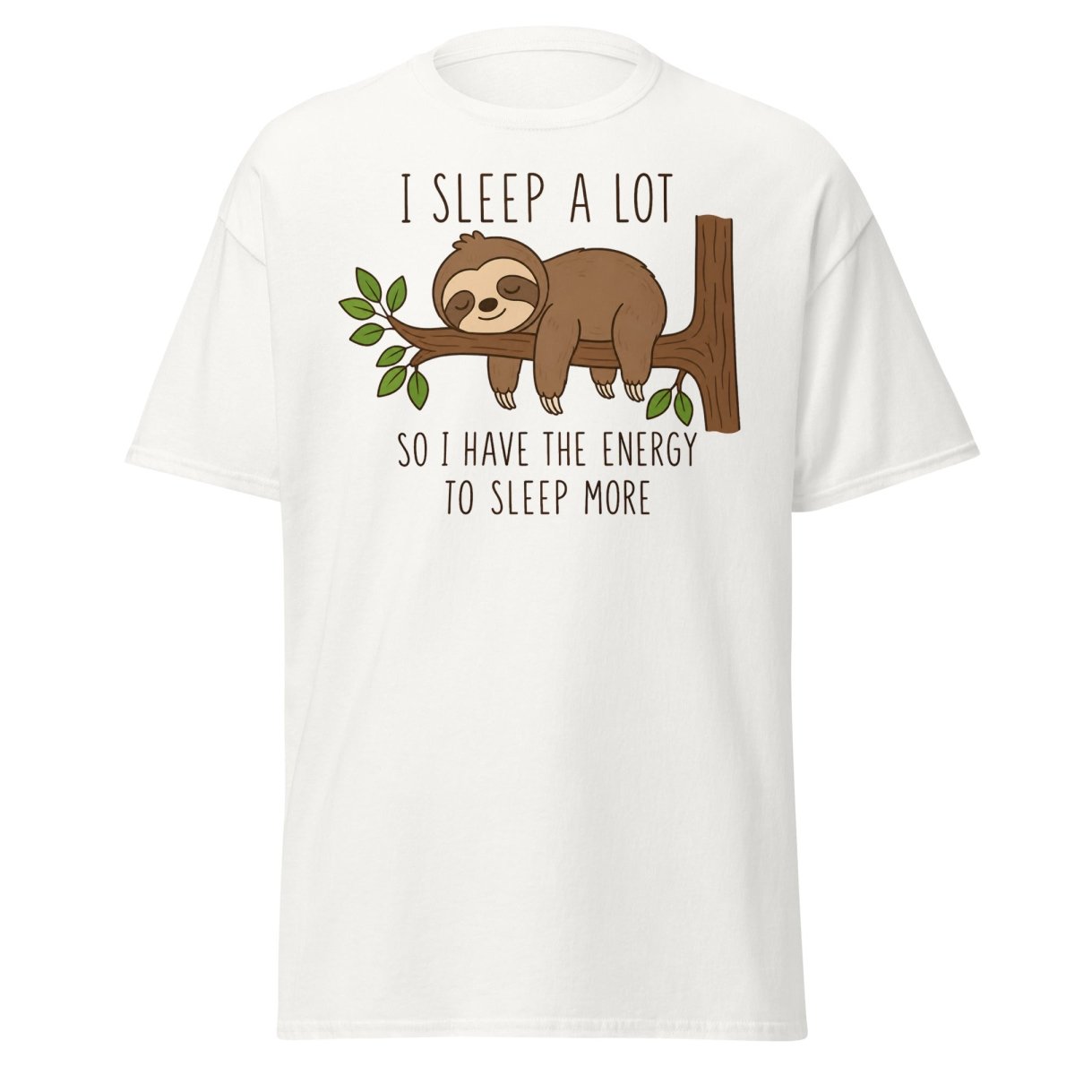 I Sleep A Lot Sloth Graphic Tee - White - TeeRipple