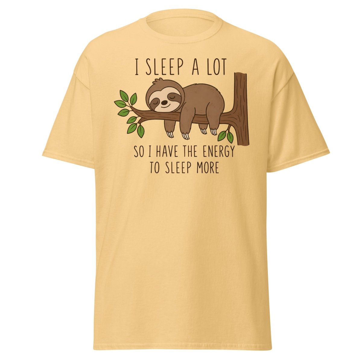 I Sleep A Lot Sloth Graphic Tee - Yellow Haze - TeeRipple