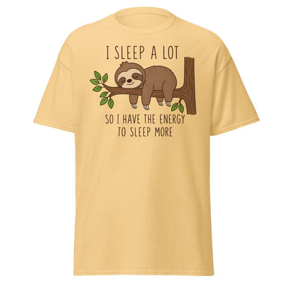 I Sleep A Lot Sloth Graphic Tee - Yellow Haze - TeeRipple