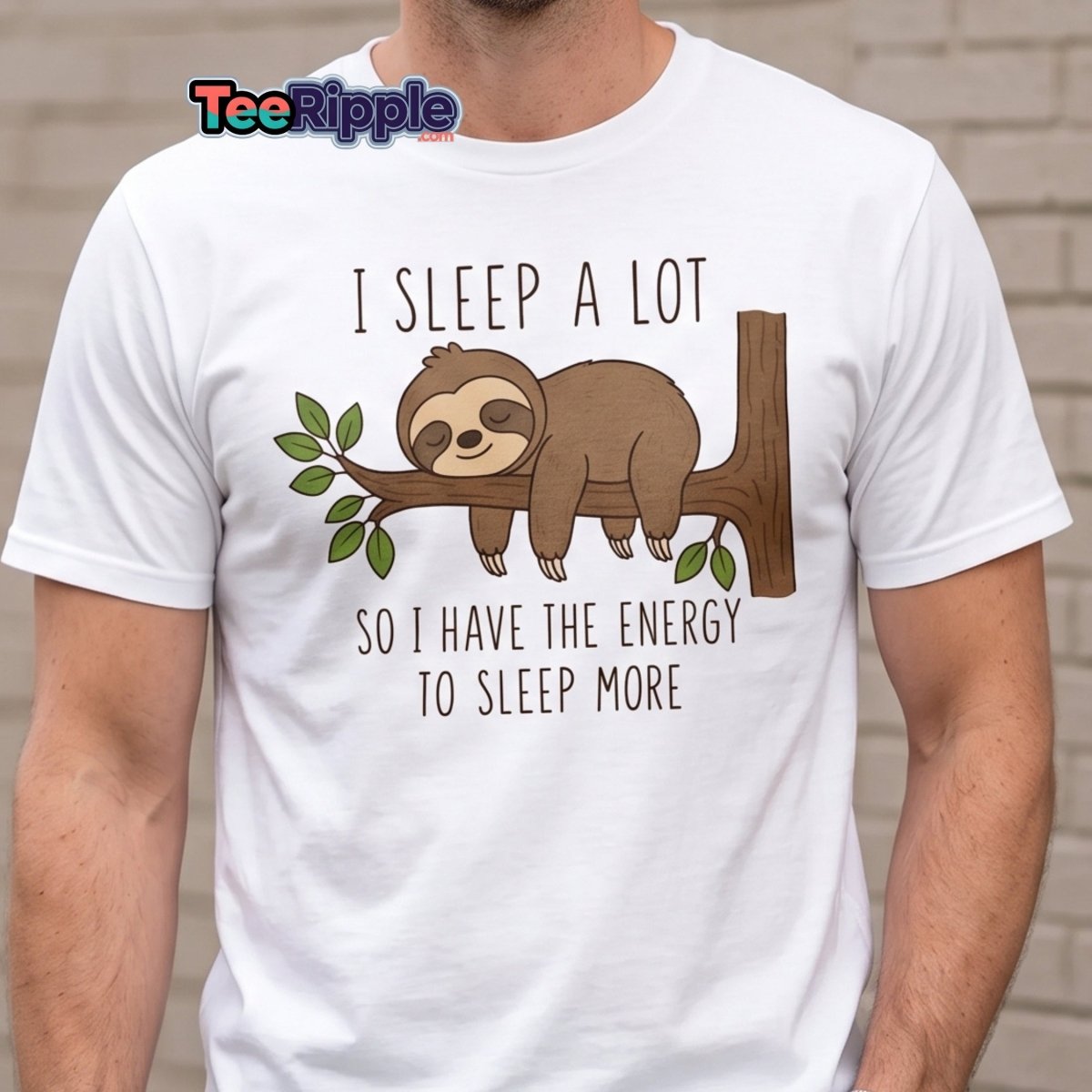 I Sleep A Lot Sloth Graphic Tee - Red - TeeRipple