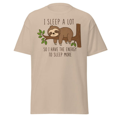 I Sleep A Lot Sloth Graphic Tee - Sand - TeeRipple