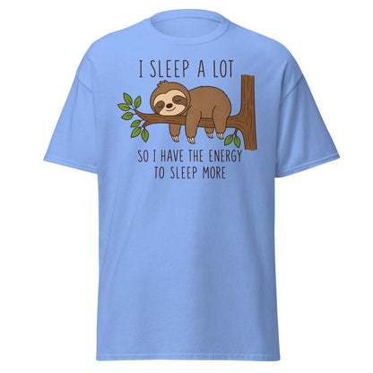 I Sleep A Lot Sloth Graphic Tee - Carolina Blue - TeeRipple