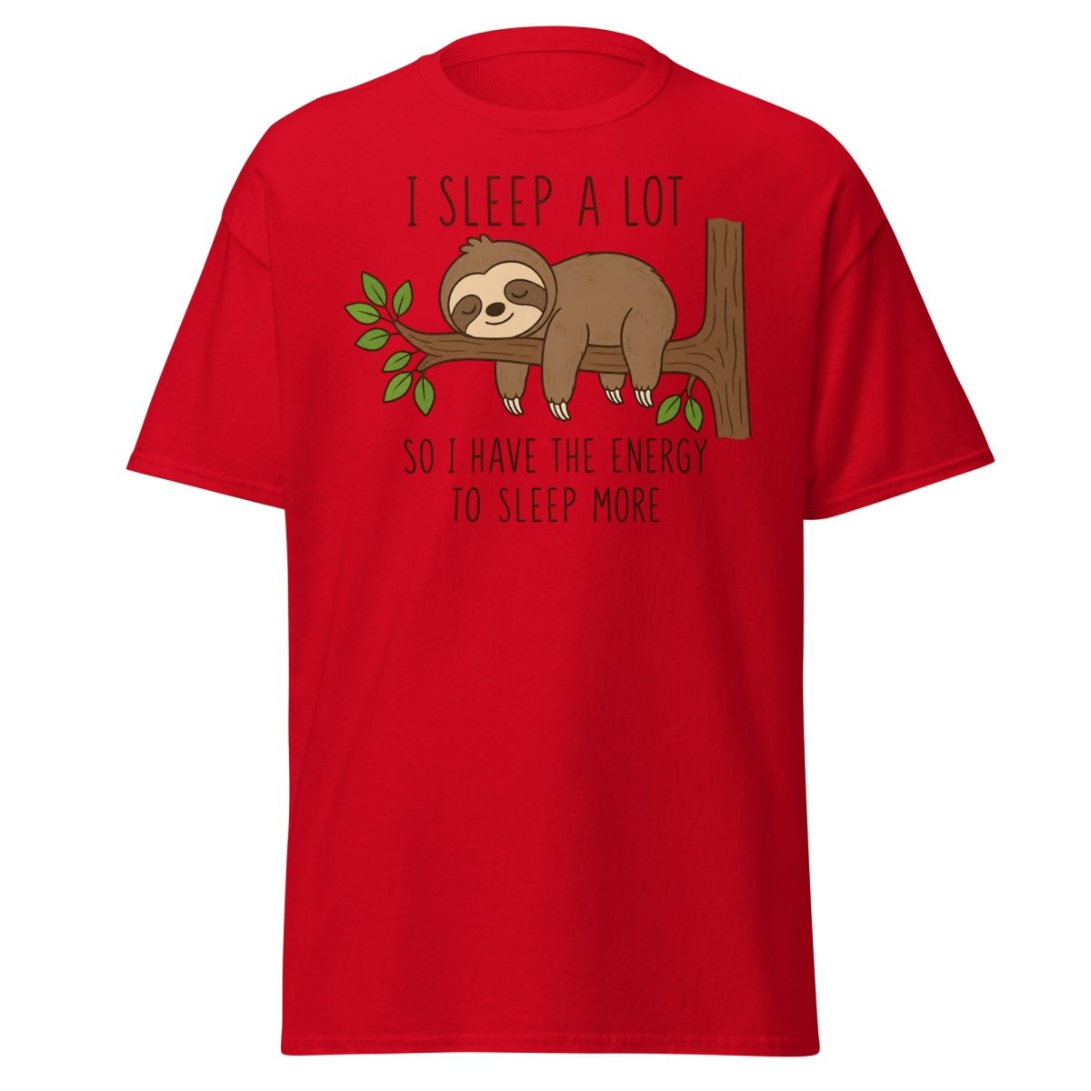 I Sleep A Lot Sloth Graphic Tee - Red - TeeRipple