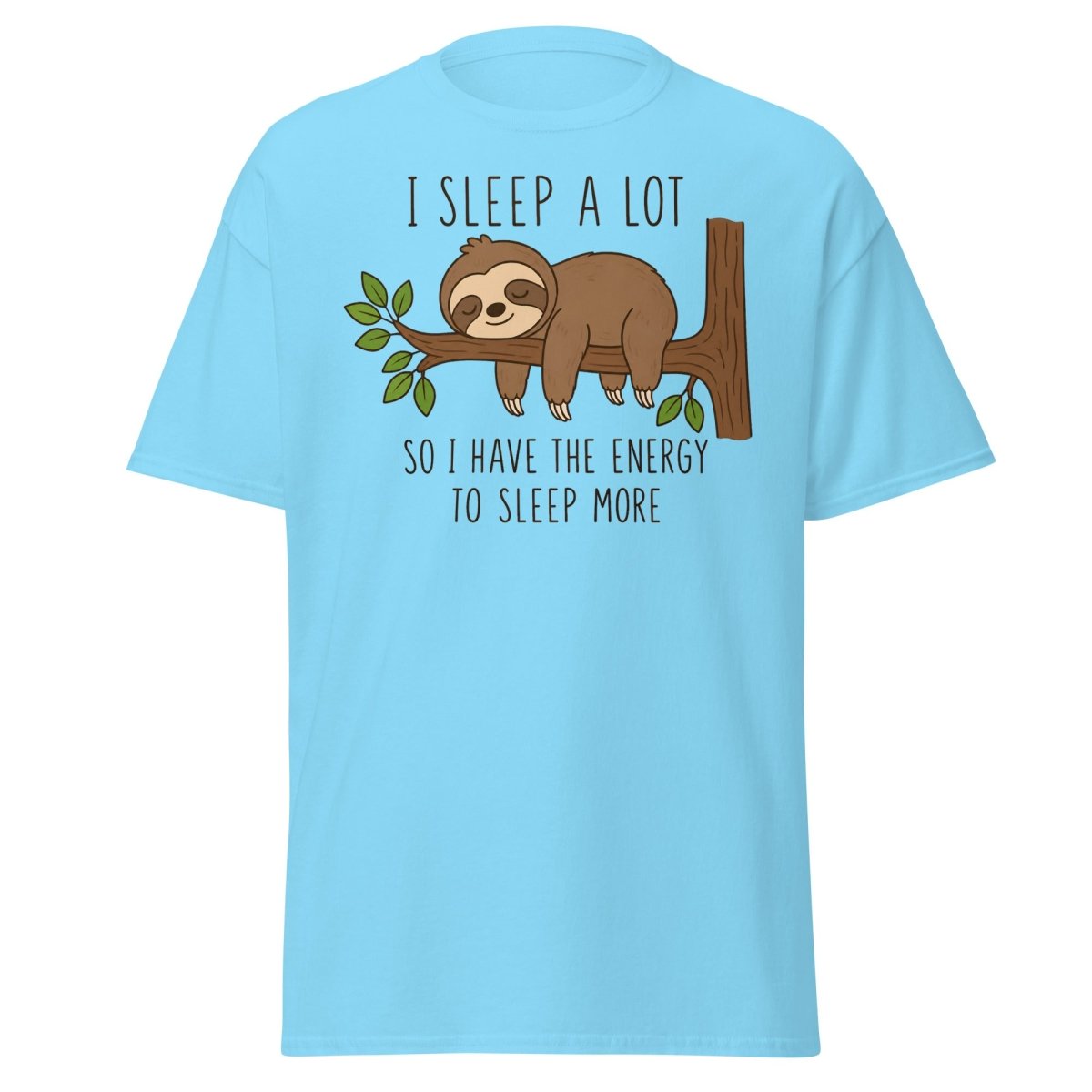 I Sleep A Lot Sloth Graphic Tee - Sky - TeeRipple