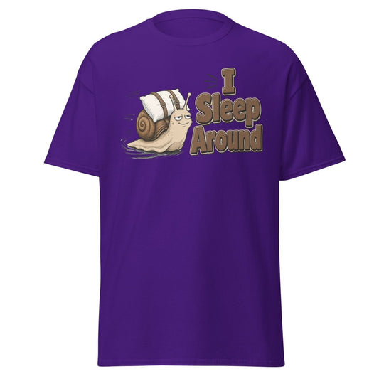 I Sleep Around Snail Tee - Purple - TeeRipple