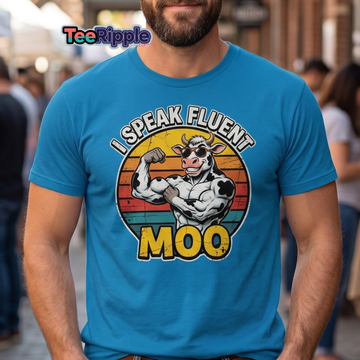 I Speak Fluent Moo Funny Cow T-Shirt – Retro Gym Tee - Maroon - TeeRipple