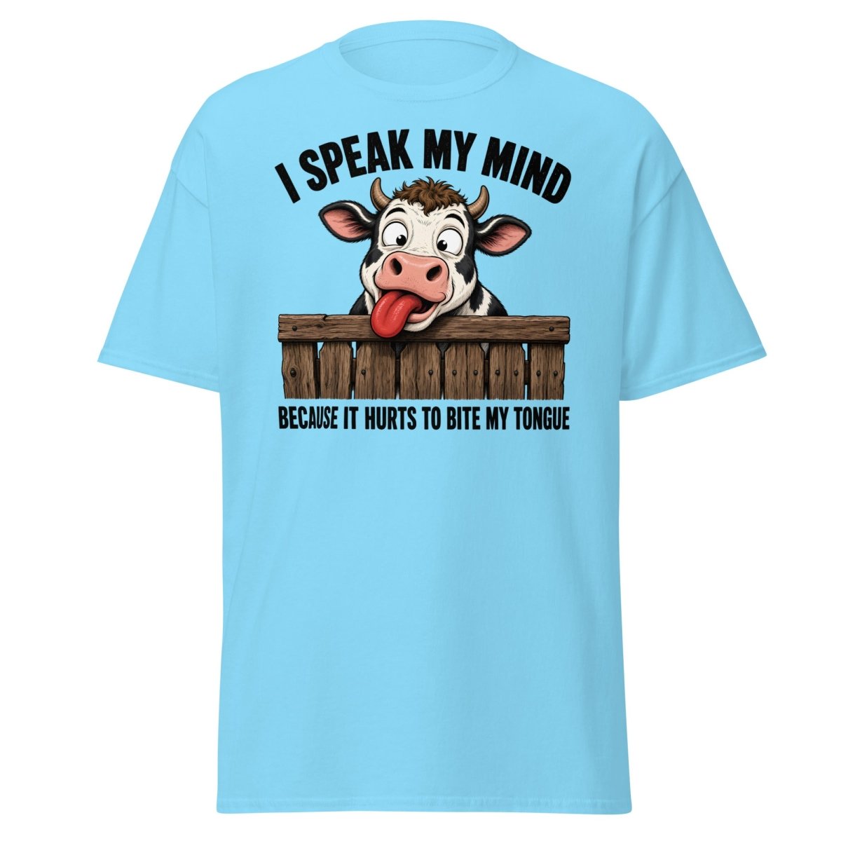 I Speak My Mind Cow T-Shirt – Funny Farm Animal Tee - Sky - TeeRipple