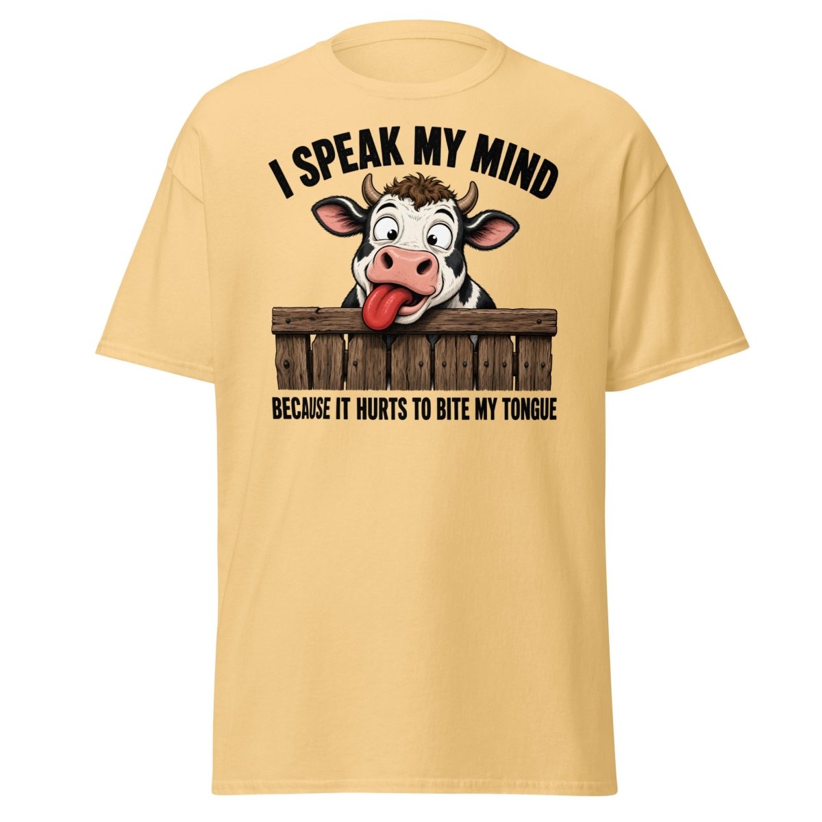 I Speak My Mind Cow T-Shirt – Funny Farm Animal Tee - Yellow Haze - TeeRipple