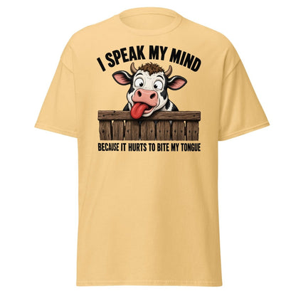I Speak My Mind Cow T-Shirt – Funny Farm Animal Tee - Yellow Haze - TeeRipple