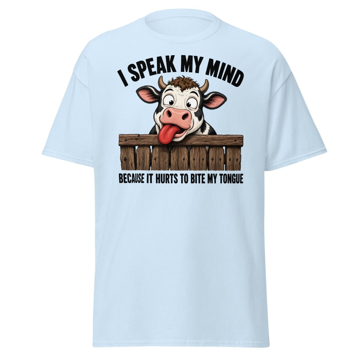 I Speak My Mind Cow T-Shirt – Funny Farm Animal Tee - Light Blue - TeeRipple