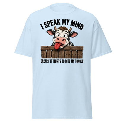I Speak My Mind Cow T-Shirt – Funny Farm Animal Tee - Light Blue - TeeRipple