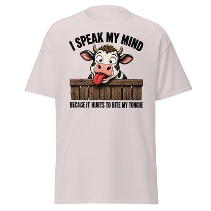 I Speak My Mind Cow T-Shirt – Funny Farm Animal Tee - Ice Grey - TeeRipple