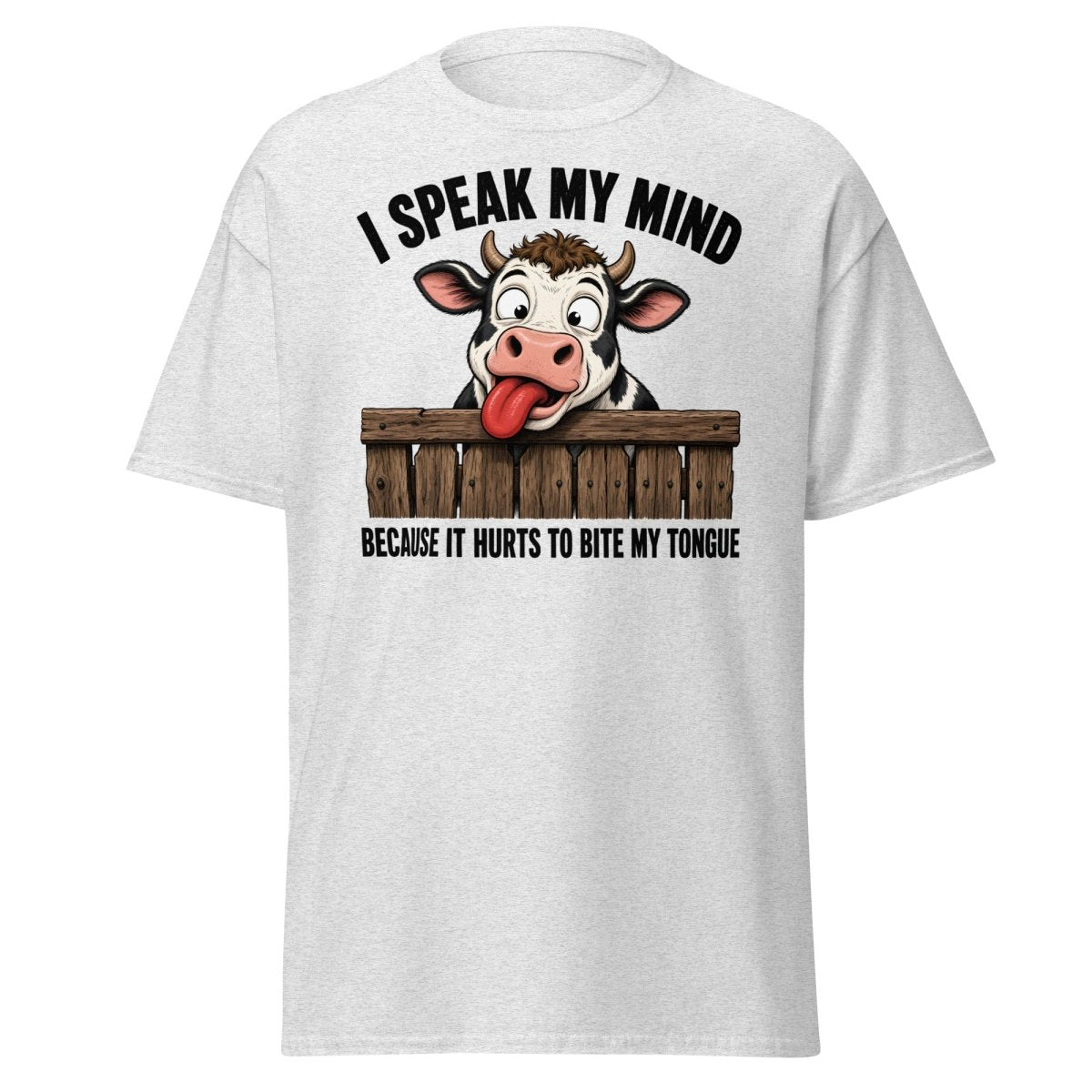 I Speak My Mind Cow T-Shirt – Funny Farm Animal Tee - Ash - TeeRipple