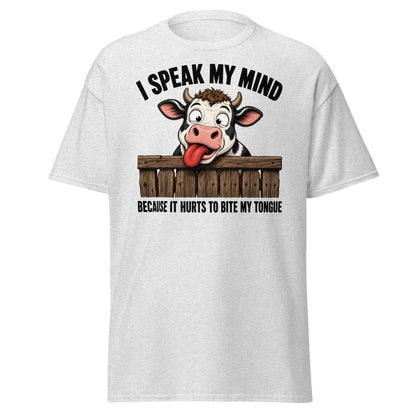 I Speak My Mind Cow T-Shirt – Funny Farm Animal Tee - Ash - TeeRipple