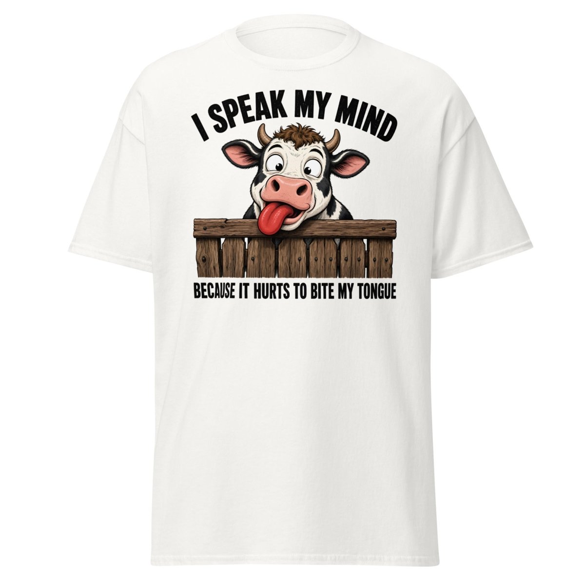 I Speak My Mind Cow T-Shirt – Funny Farm Animal Tee - White - TeeRipple