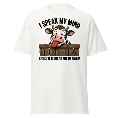 I Speak My Mind Cow T-Shirt – Funny Farm Animal Tee - White - TeeRipple