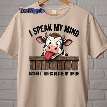 I Speak My Mind Cow T-Shirt – Funny Farm Animal Tee - Heliconia - TeeRipple
