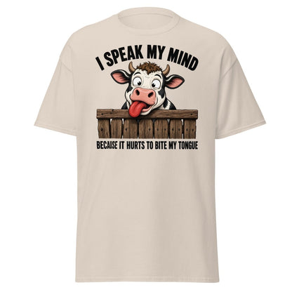 I Speak My Mind Cow T-Shirt – Funny Farm Animal Tee - Natural - TeeRipple