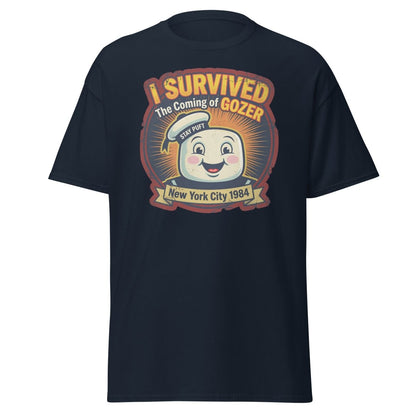 I Survived The Coming of Gozer Ghostbusters Stay Puft T-Shirt - Navy - TeeRipple