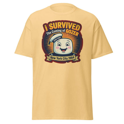 I Survived The Coming of Gozer Ghostbusters Stay Puft T-Shirt - Yellow Haze - TeeRipple