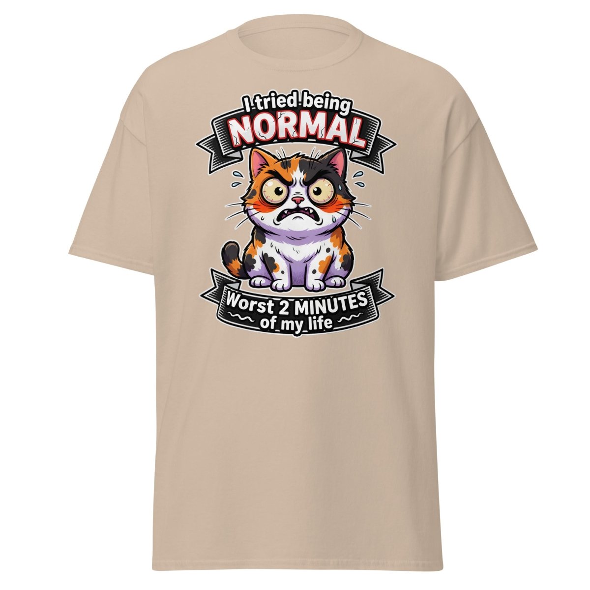I Tried Being Normal Cat T-Shirt - Funny Introvert Tee - Sand - TeeRipple