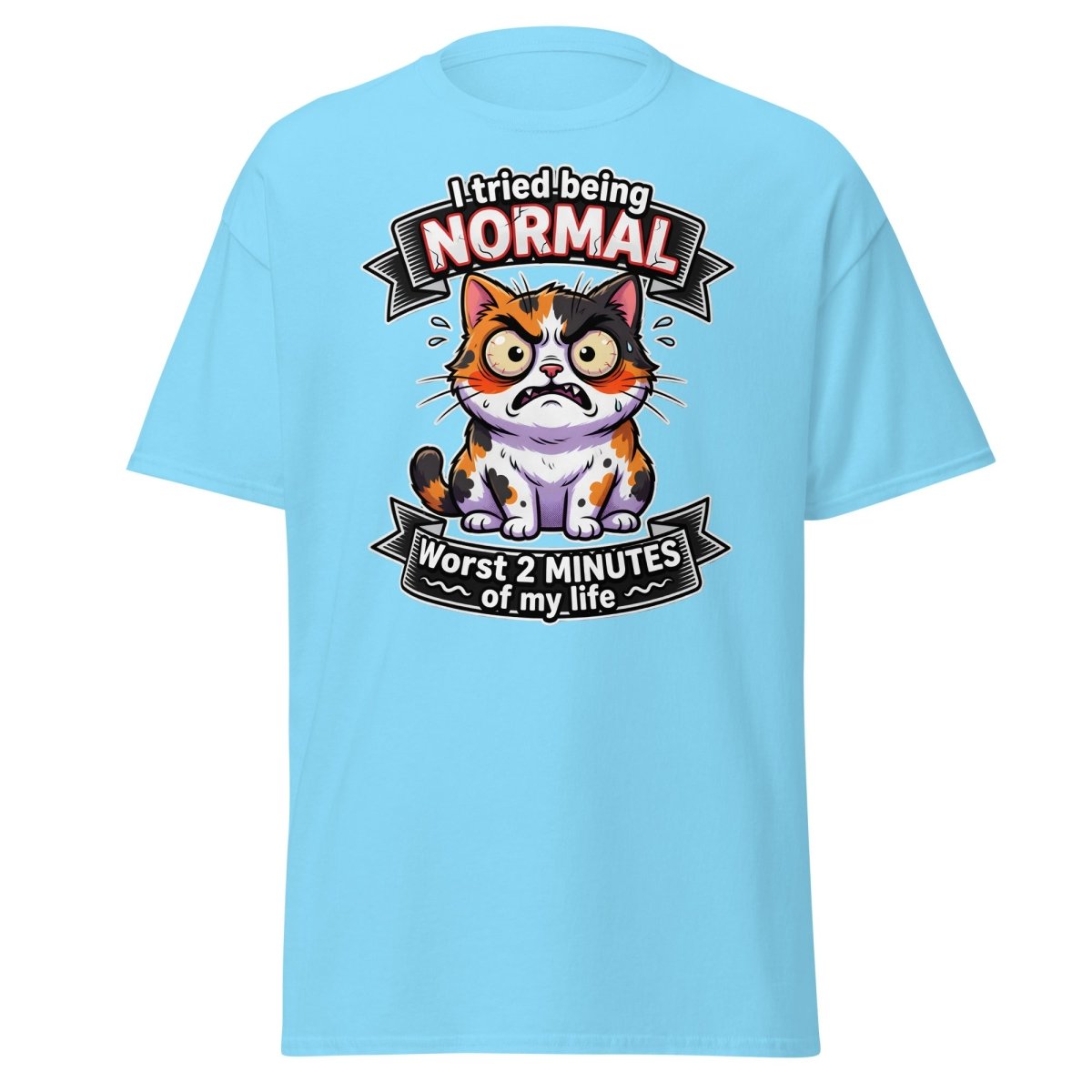 I Tried Being Normal Cat T-Shirt - Funny Introvert Tee - Sky - TeeRipple