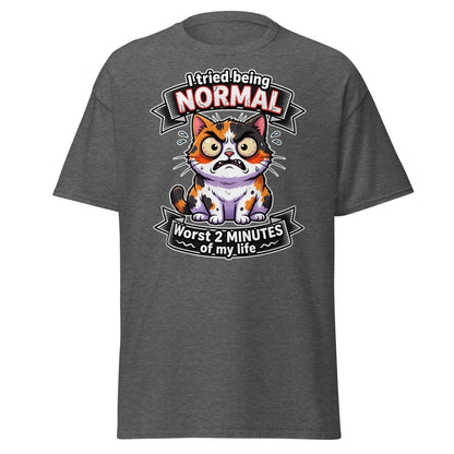 I Tried Being Normal Cat T-Shirt - Funny Introvert Tee - Dark Heather - TeeRipple