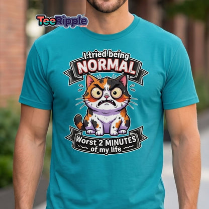 I Tried Being Normal Cat T-Shirt - Funny Introvert Tee - Maroon - TeeRipple