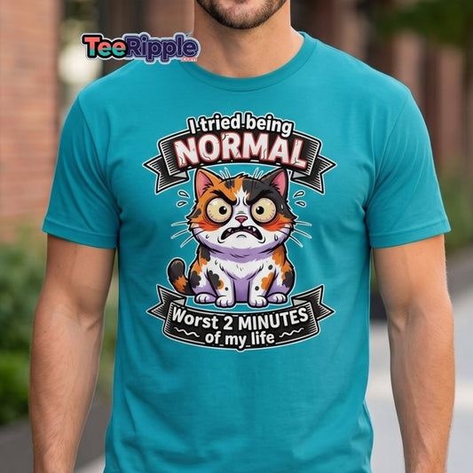 I Tried Being Normal Cat T-Shirt - Funny Introvert Tee - Maroon - TeeRipple