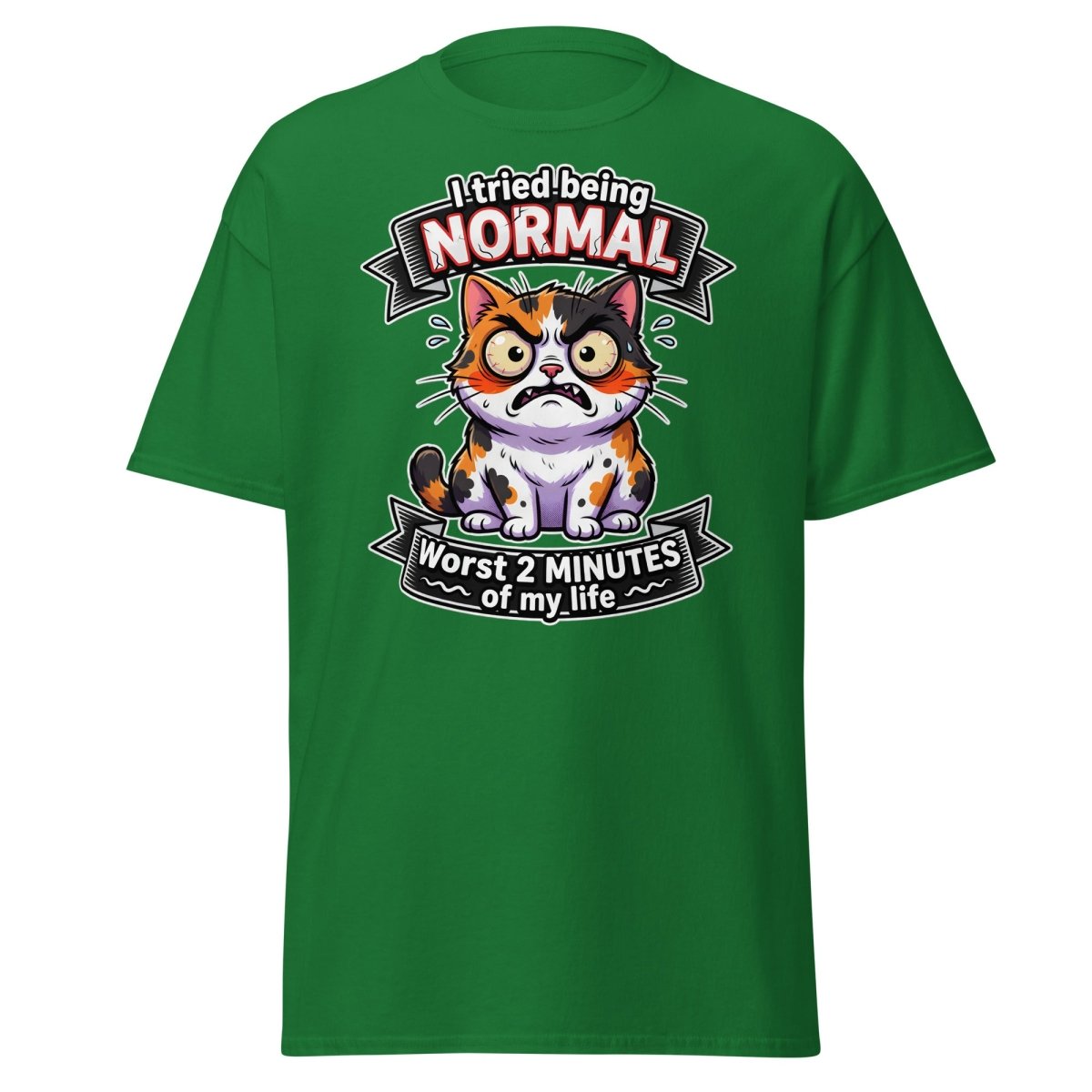 I Tried Being Normal Cat T-Shirt - Funny Introvert Tee - Turf Green - TeeRipple