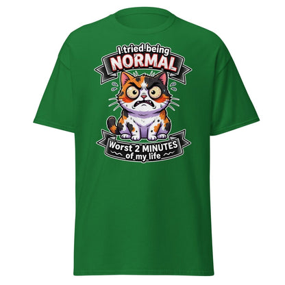 I Tried Being Normal Cat T-Shirt - Funny Introvert Tee - Turf Green - TeeRipple