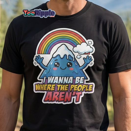I Wanna Be Where The People Aren't T-Shirt – Introvert Mountain Tee - Maroon - TeeRipple
