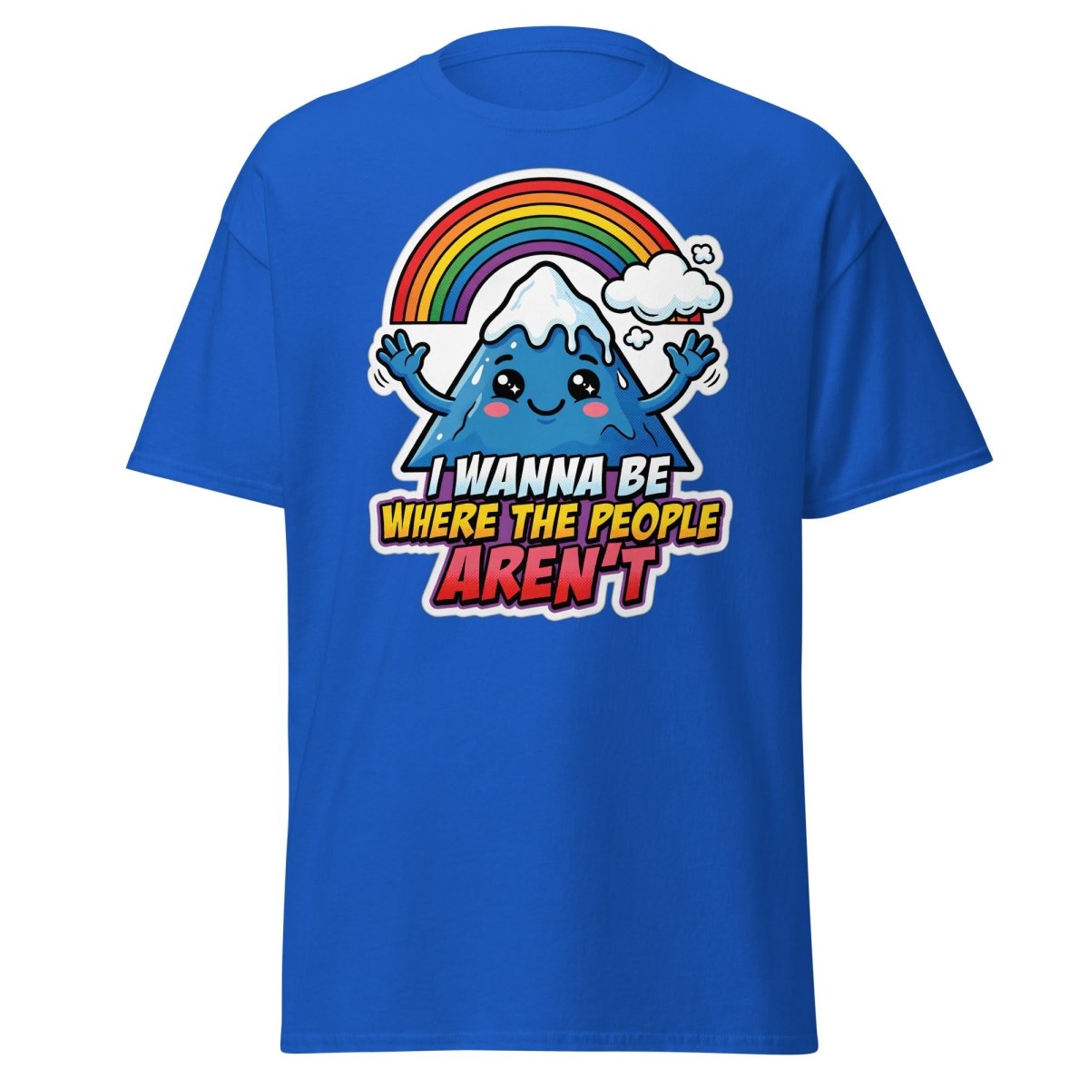 I Wanna Be Where The People Aren't T-Shirt – Introvert Mountain Tee - Royal - TeeRipple