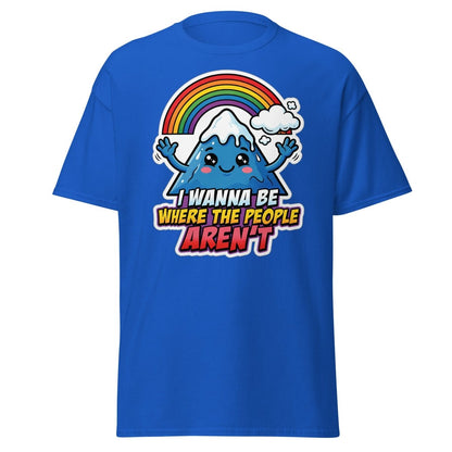 I Wanna Be Where The People Aren't T-Shirt – Introvert Mountain Tee - Royal - TeeRipple