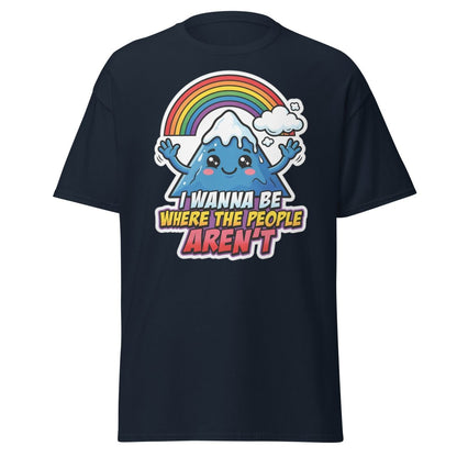 I Wanna Be Where The People Aren't T-Shirt – Introvert Mountain Tee - Navy - TeeRipple
