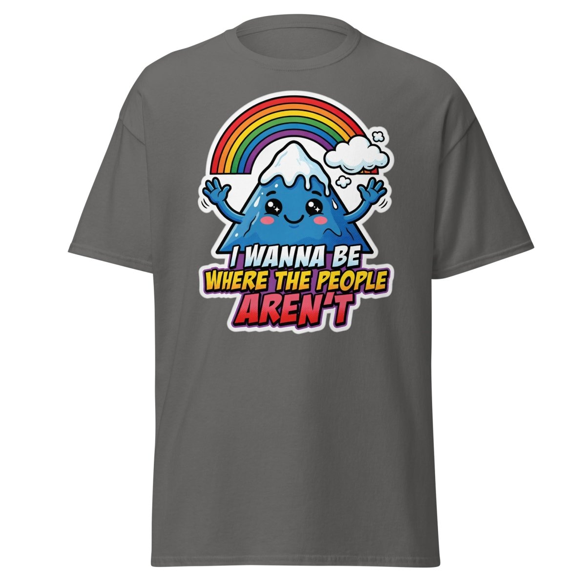 I Wanna Be Where The People Aren't T-Shirt – Introvert Mountain Tee - Charcoal - TeeRipple